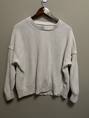 American Eagle Outfitters Cream Ribbed Oversized Crewneck Sweater Women’s Medium